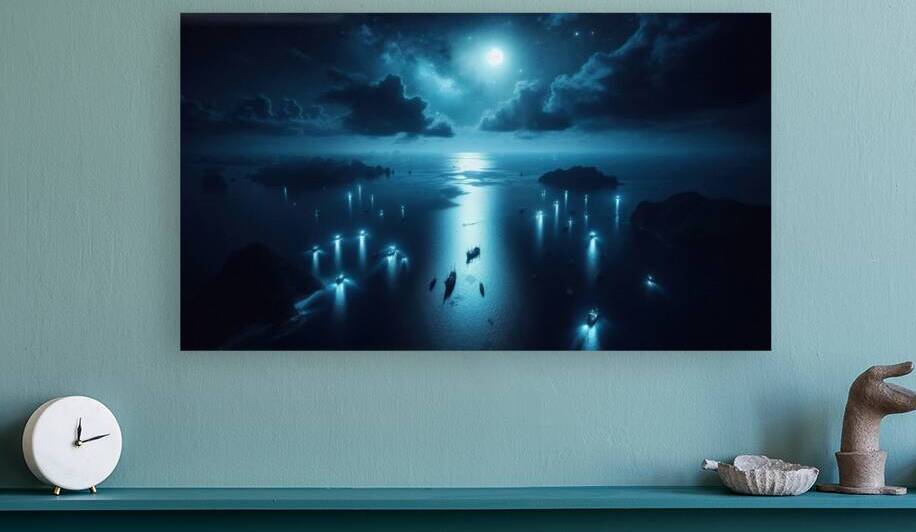 Luminous boats at night at sea 12 by Nile