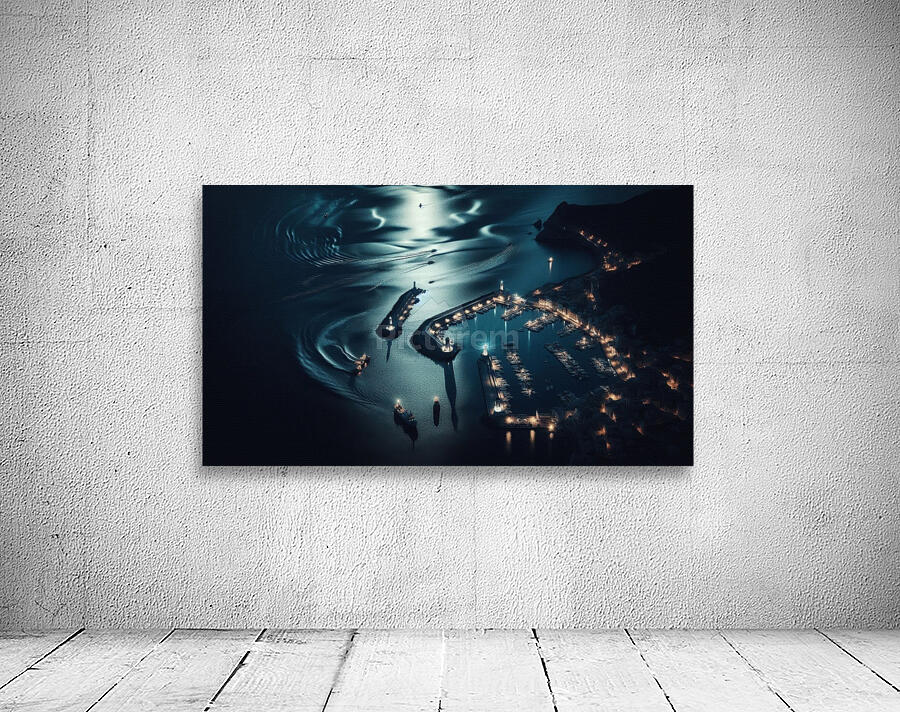 Luminous boats at night at sea 25 Wall Preview