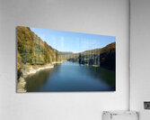 A stunning landscape of mountains trees and green leaves with water - Romania Acrylic Print