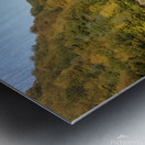 A stunning landscape of mountains trees and green leaves with water - Romania Metal print