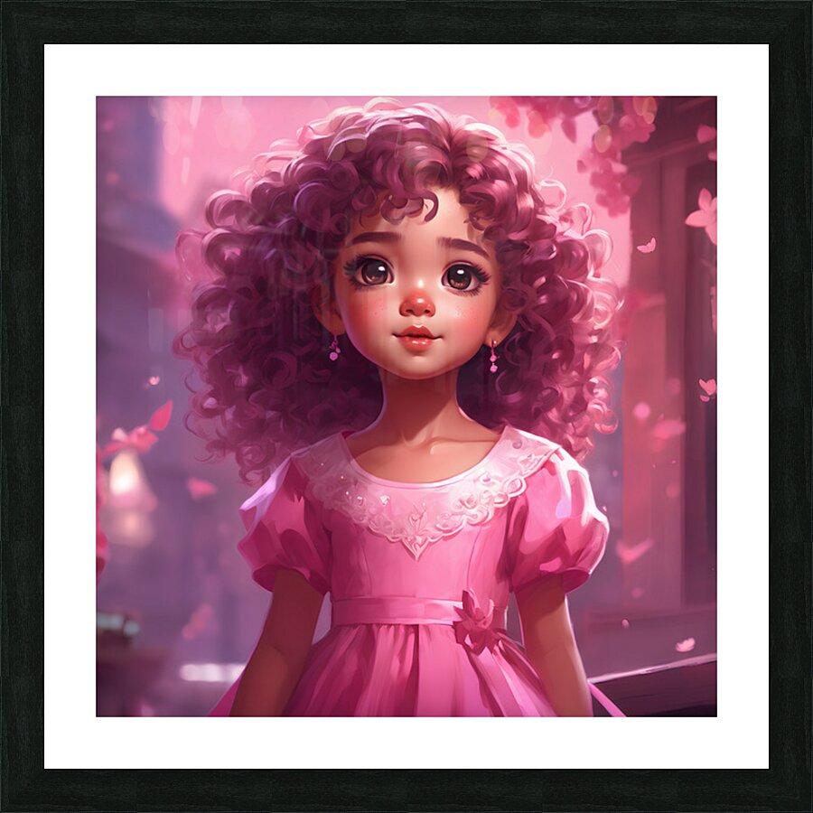 A beautiful Little girl in pink dress Picture Frame print