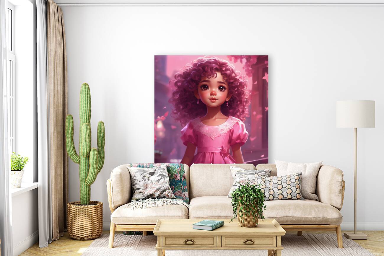 A beautiful Little girl in pink dress Reproduction