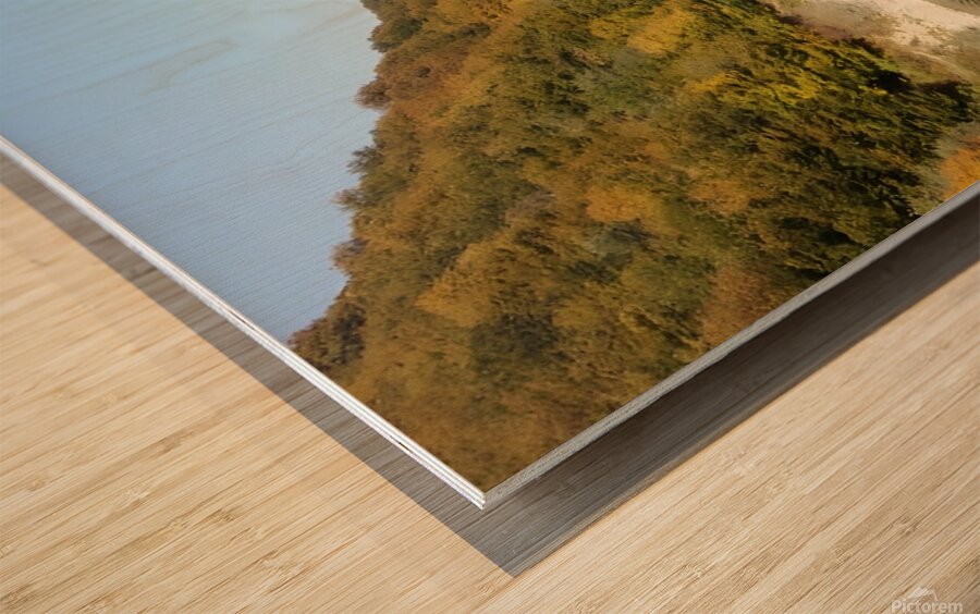 A stunning landscape of mountains trees and green leaves with water - Romania Wood print