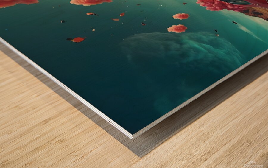 A luxury car in the pink wilderness Wood print