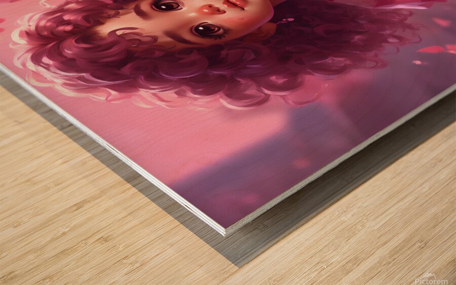 A beautiful Little girl in pink dress Wood print