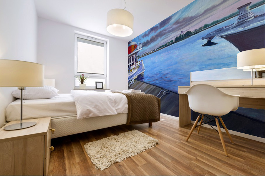 Boats at Dock Mural print