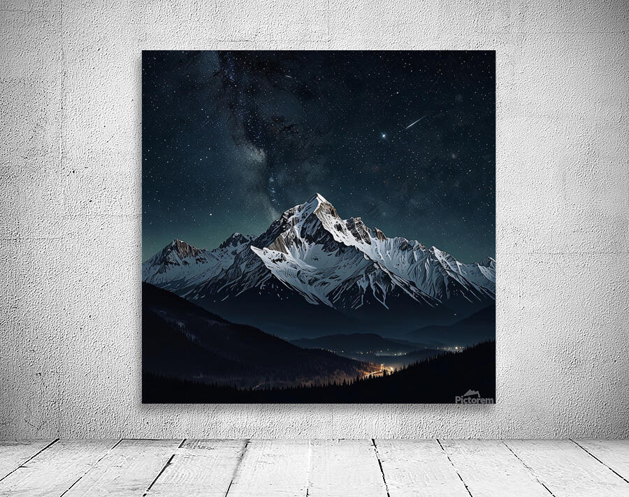Majestic Mountain Range Under a Starry Night Sky by Ahmed Abdulaal Wall Art