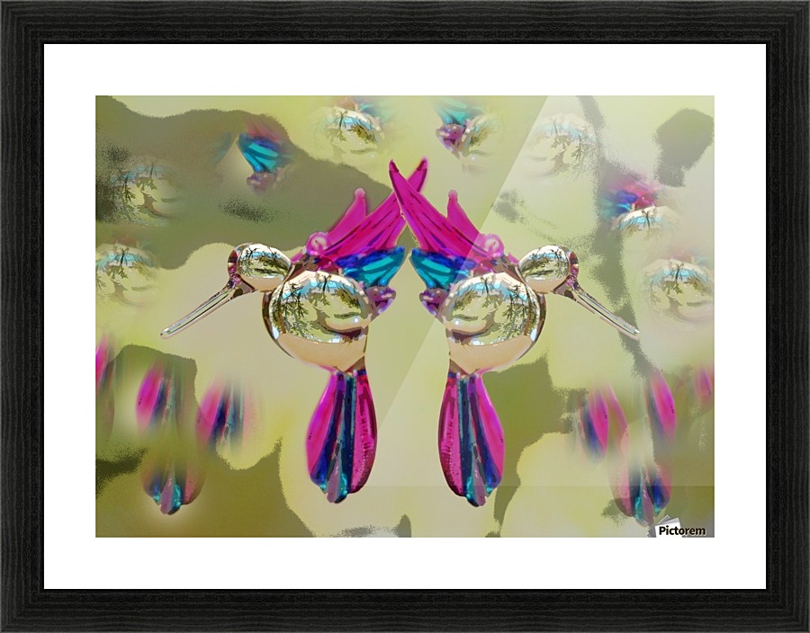 Glass Bird Mirror Image Picture Frame print
