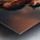 a captivating photograph of a young woman and cat Metal print