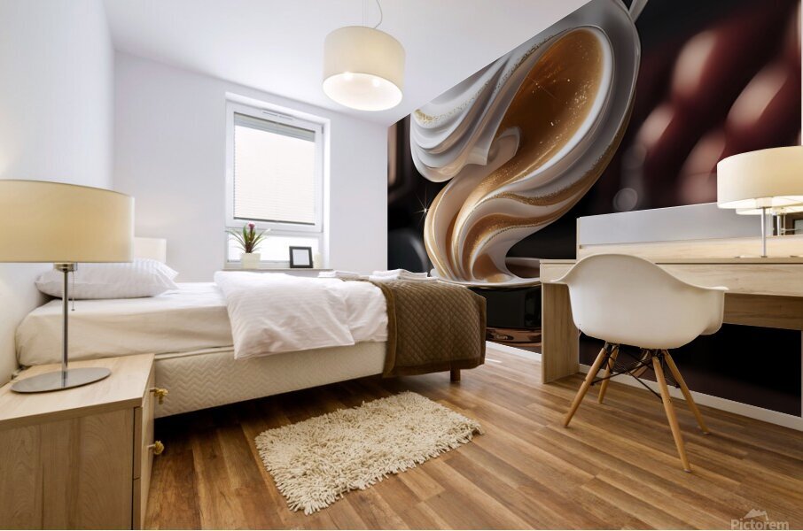 a luxurious and exquisite 3d rendering of a golde Mural print