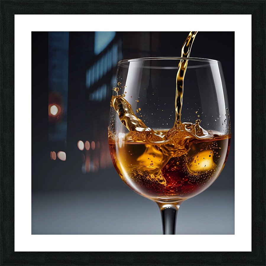Default Closeup of a glass of Fine alcohol before Picture Frame print