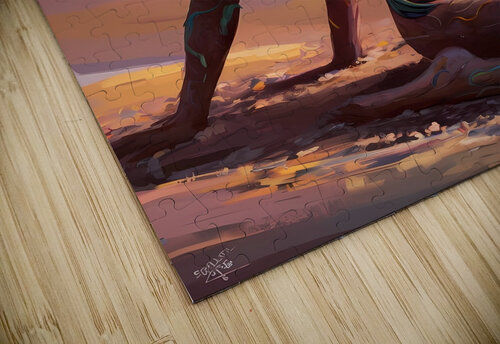 a striking abstract image of a sultry woman lying Surf puzzle