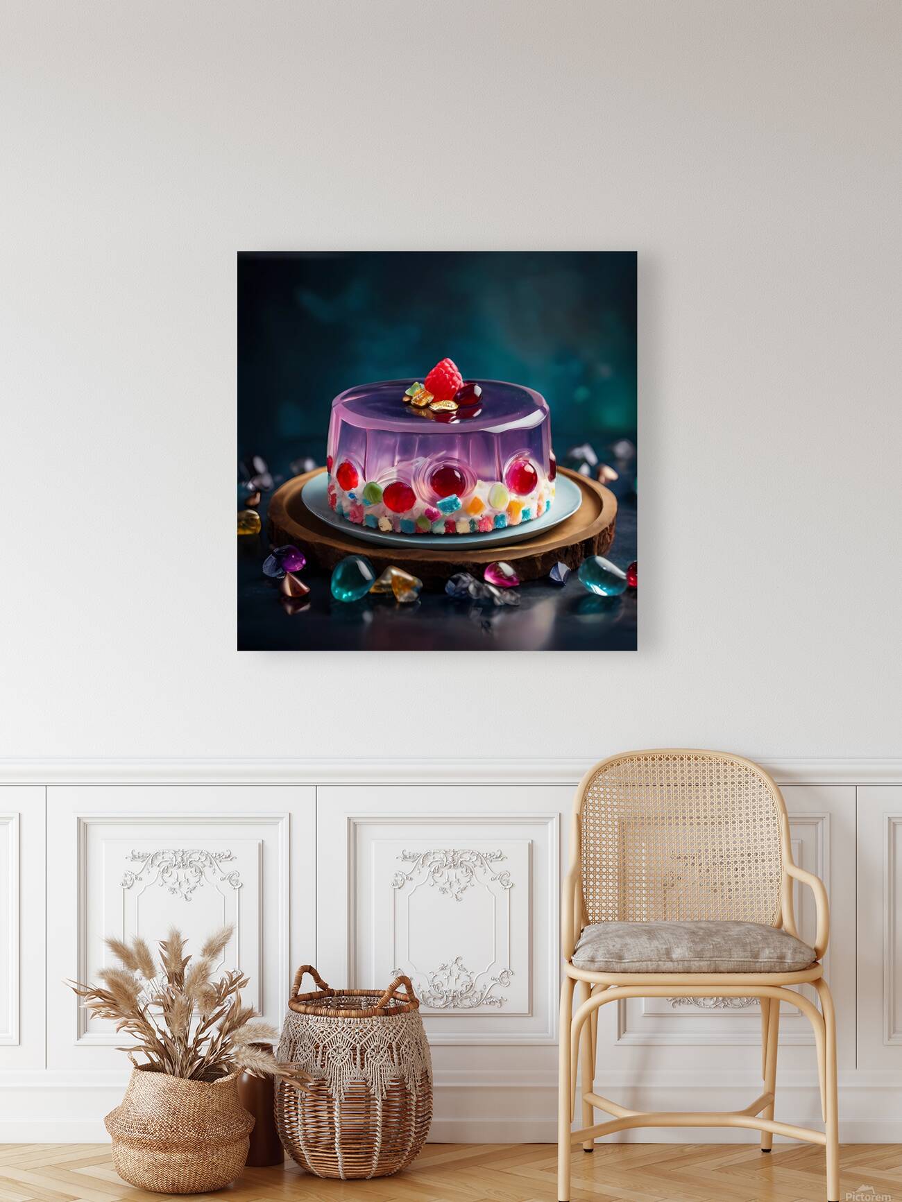 Default Professional photo of jelly cake with gem Reproduction