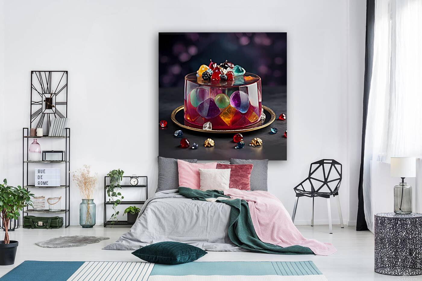 Default Professional photo of jelly cake with gem  Reproduction