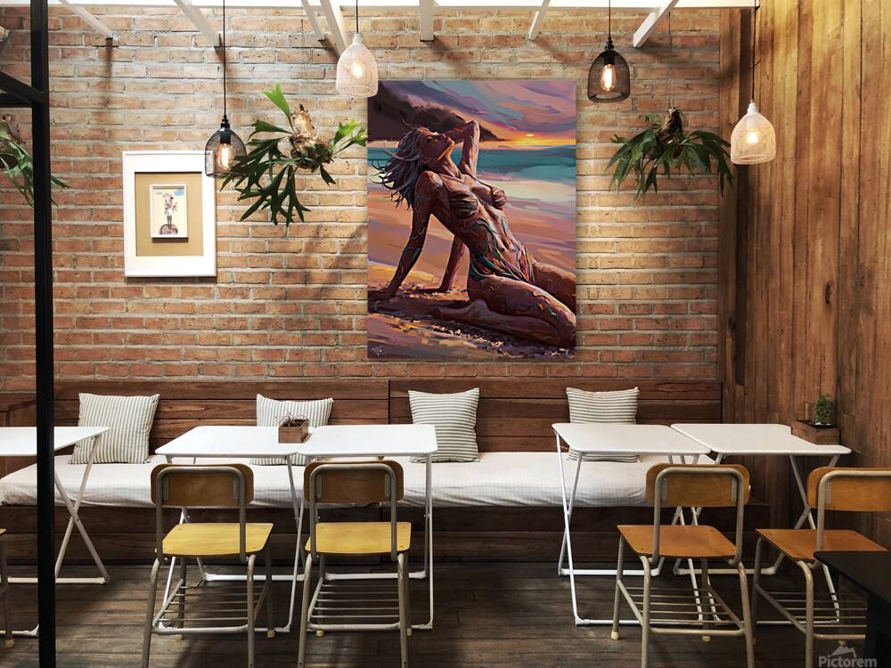 a striking abstract image of a sultry woman lying Reproduction