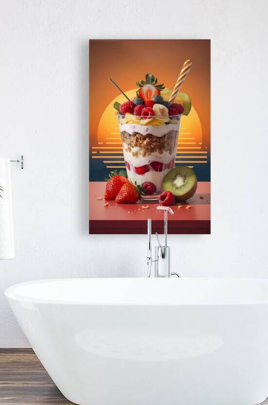 fresh fruit parfait scene against orange sunrise  1715614461.3903 by Surf