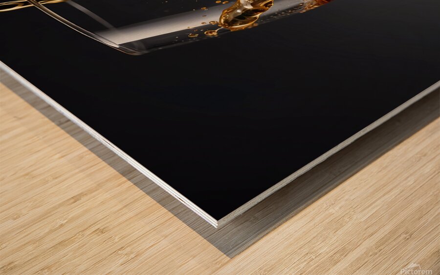 Default Closeup of a glass of Fine alcohol before Wood print