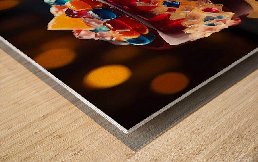 Default Professional photo of jelly cake with gem Wood print