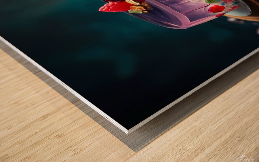 Default Professional photo of jelly cake with gem Wood print