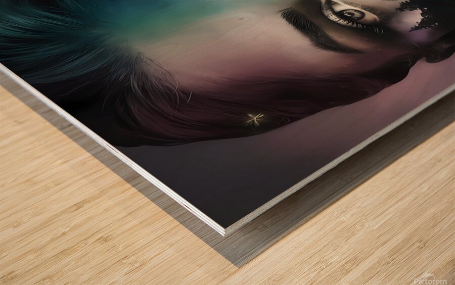 a captivating abstract photograph of a woman s fa Wood print