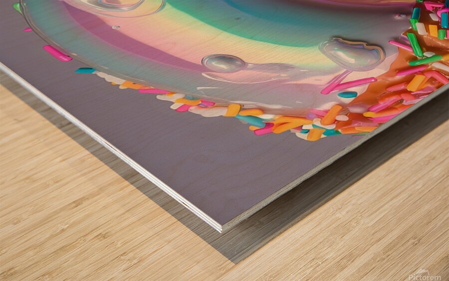 a mouth watering 3d render of a scrumptious donut Wood print