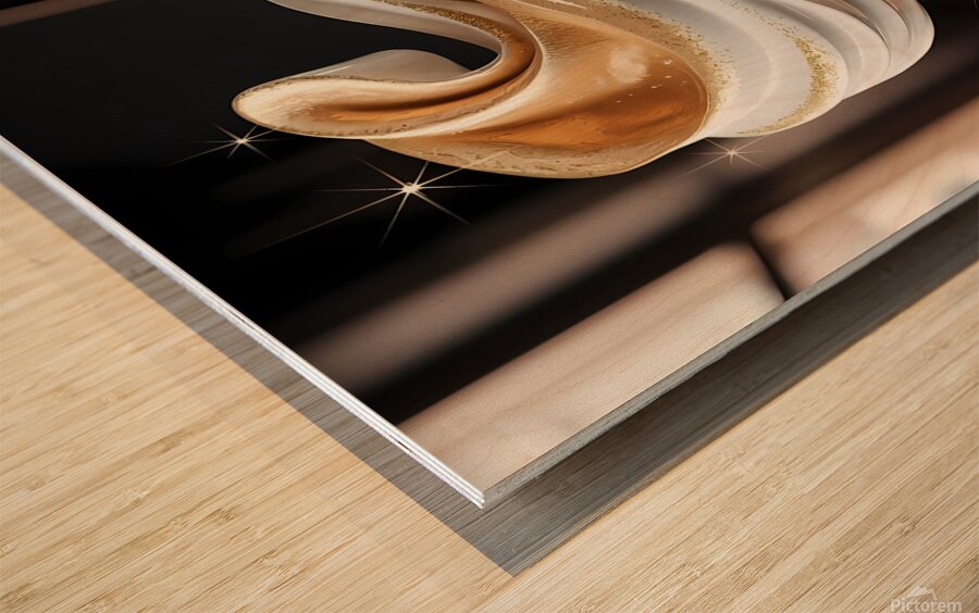 a luxurious and exquisite 3d rendering of a golde Wood print