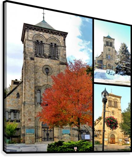 First Parish Plymouth collage Canvas Print