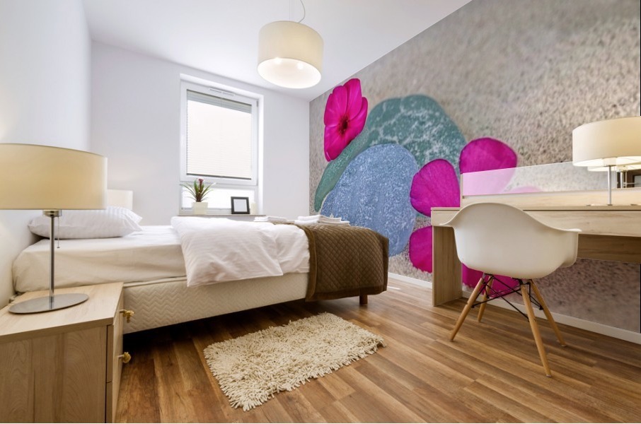 Flowers and sea glass Mural print