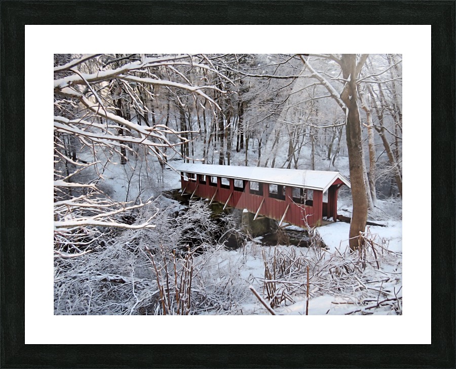 Red covered bridge  Picture Frame print
