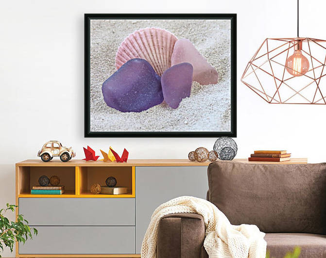 Pink and purple sea glass by Photography by Janice Drew