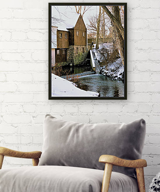 Plimoth Grist Mill in winter by Photography by Janice Drew