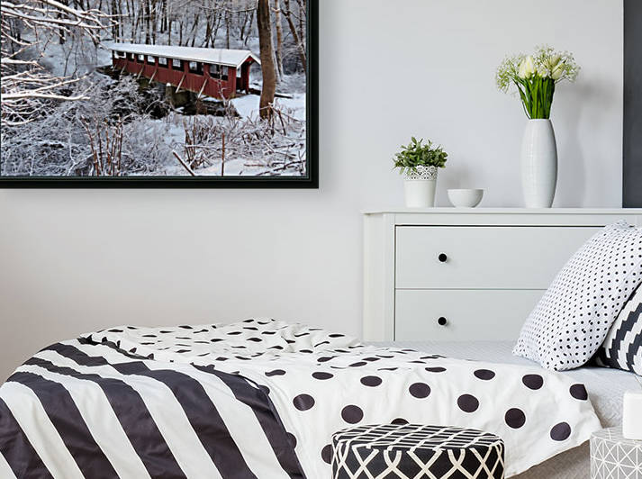 Red covered bridge  by Photography by Janice Drew