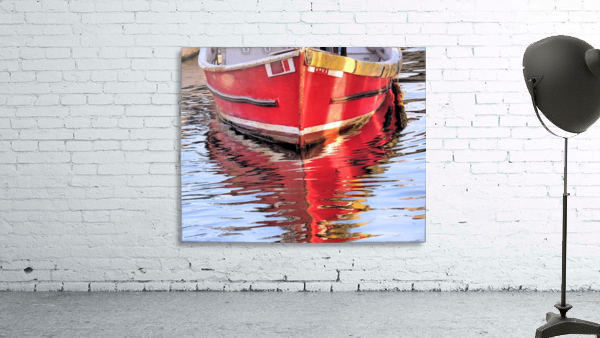 Red skiff reflections Wall Preview