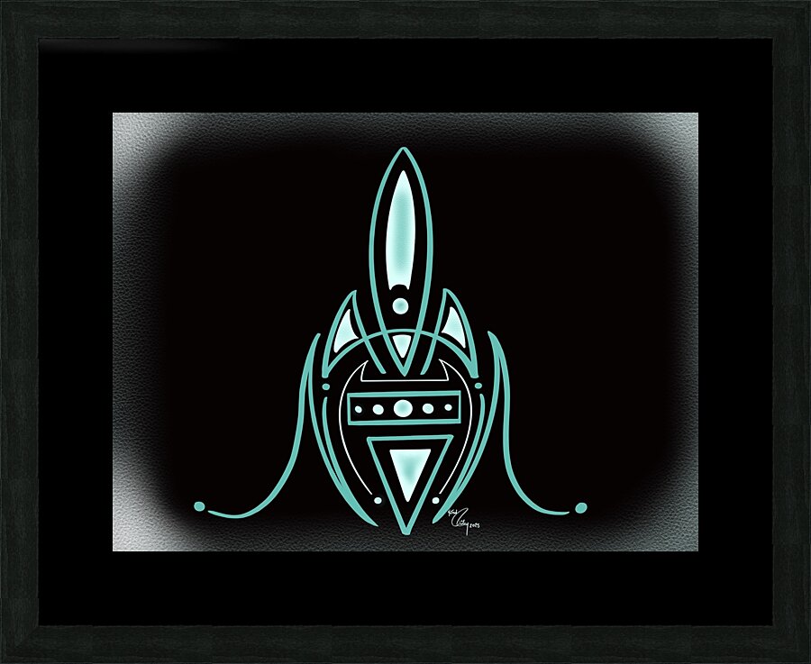 Teal Rocket Picture Frame print