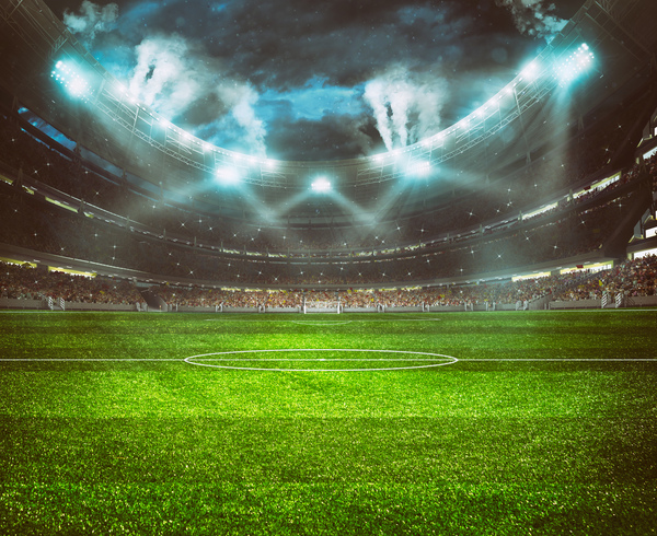 football stadium with stands full fans waiting night game Digital Download
