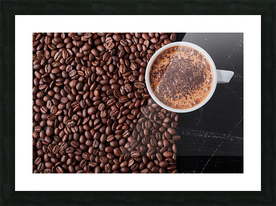 cup coffee brown beans Picture Frame print