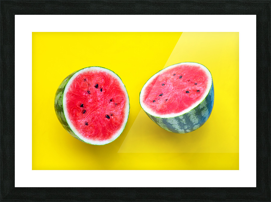 fresh watermelon yellow surface Picture Frame print