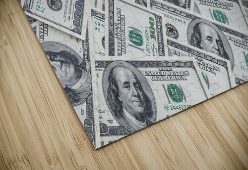 background hundred dollars scattered table GrapyArt puzzle