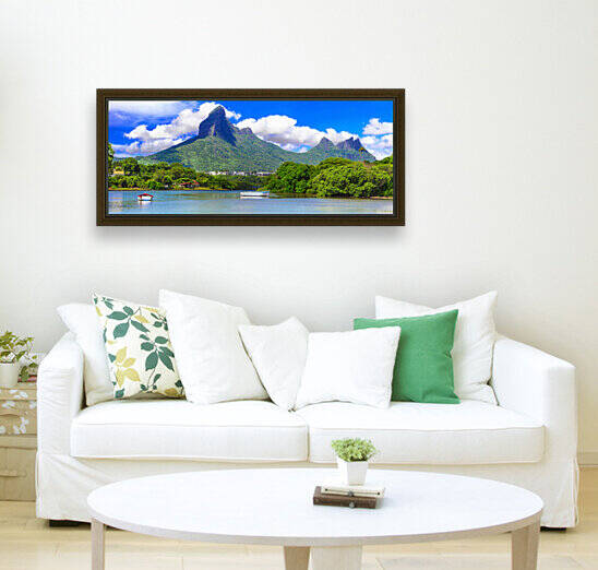 beautiful nature and landscapes of mauritius island rempart mountains view from tamarin bay by GrapyArt