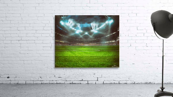 football stadium with stands full fans waiting night game Wall Preview