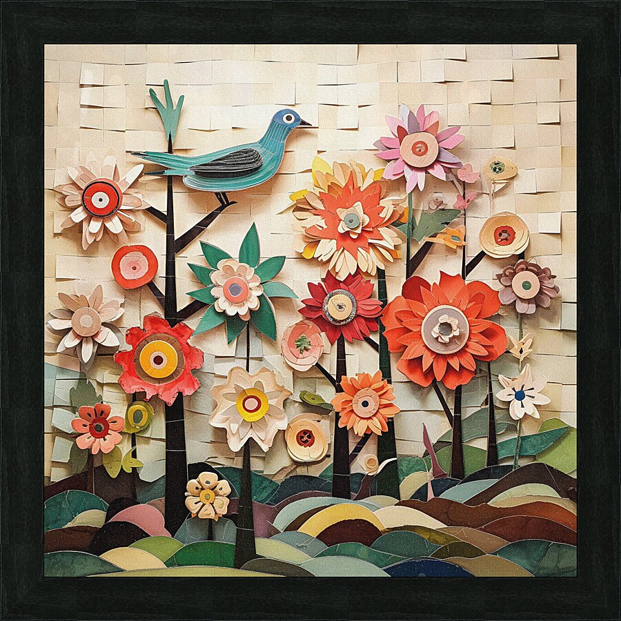 Birds Love Flowers X16 BL-Style Effect Picture Frame print