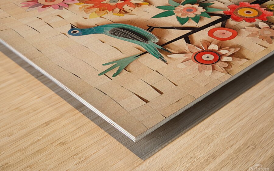 Birds Love Flowers X16 BL-Style Effect Wood print
