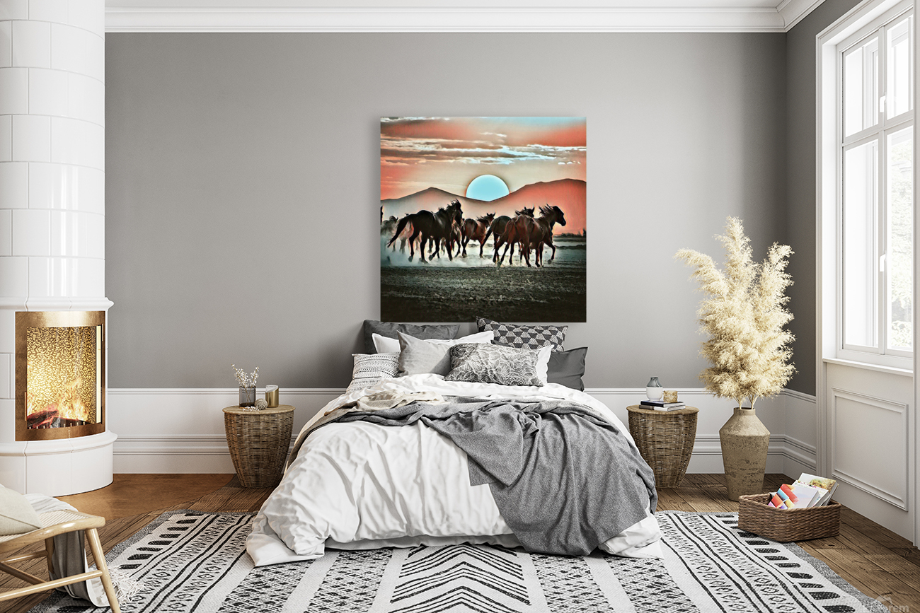 Horses at Sunset Reproduction