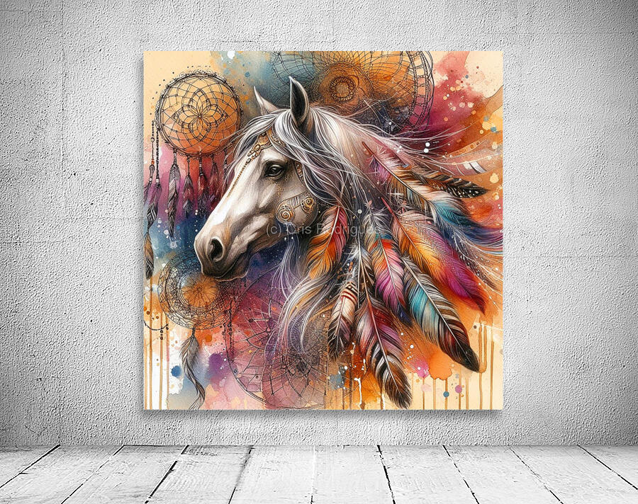 Native Horse With Feathers Wall Preview