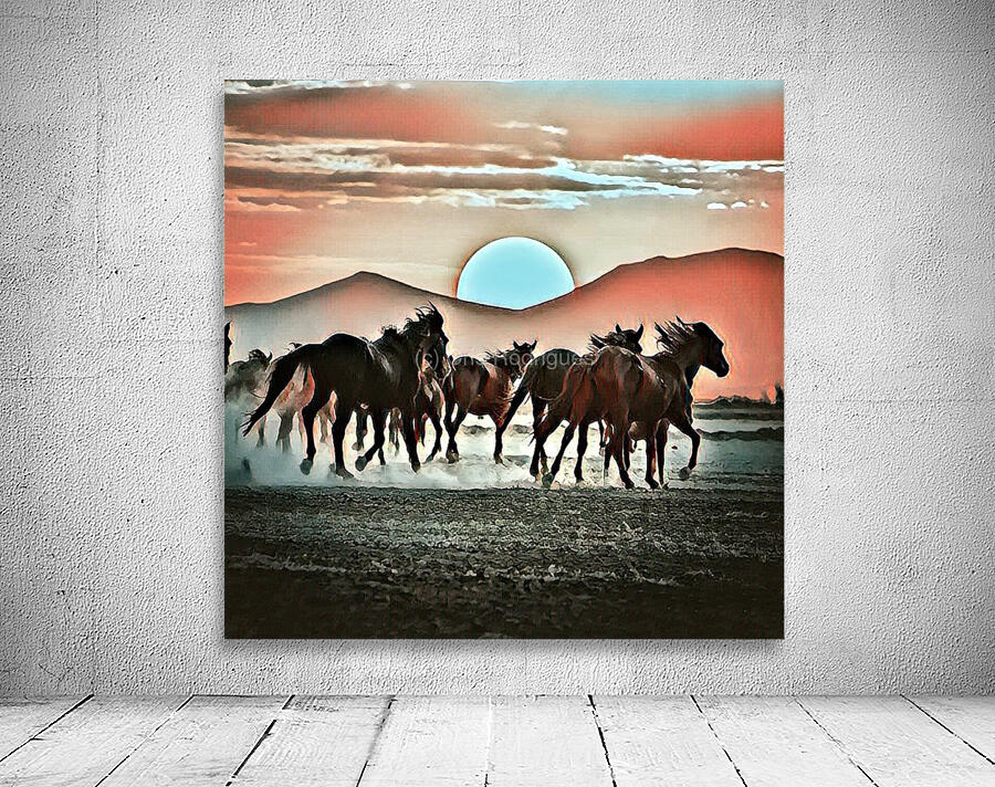 Horses at Sunset Wall Preview