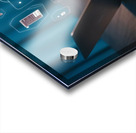 a person using a laptop at a table a stock photo Acrylic print