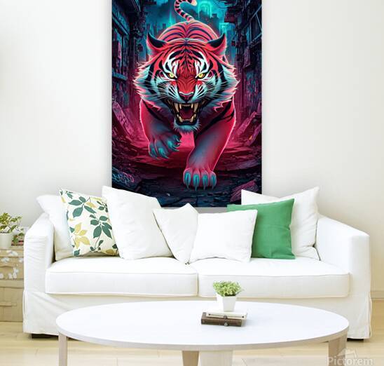 a striking 3d render of a fierce tiger  by Sam Digital