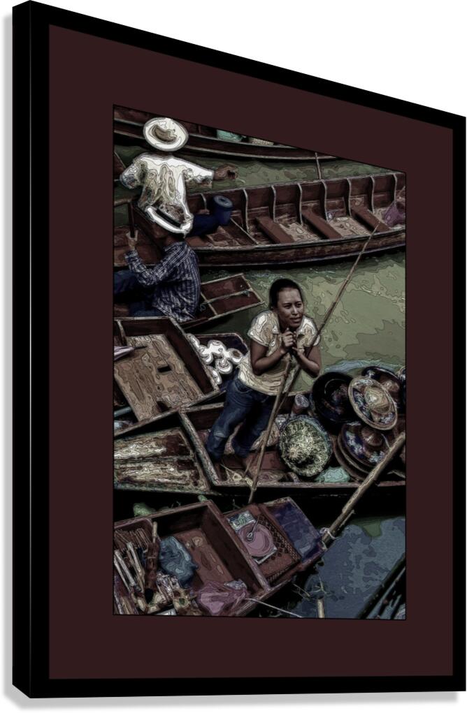WOMAN VENDOR AT A FLOATING MARKET IN THAILAND  06 Canvas Print