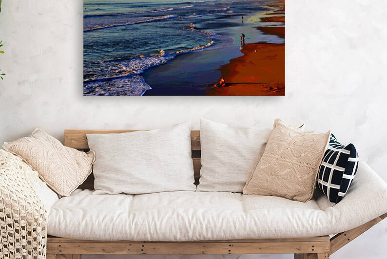 SANTA MONICA BEACH AT SUNSET  by LES MAYERS 