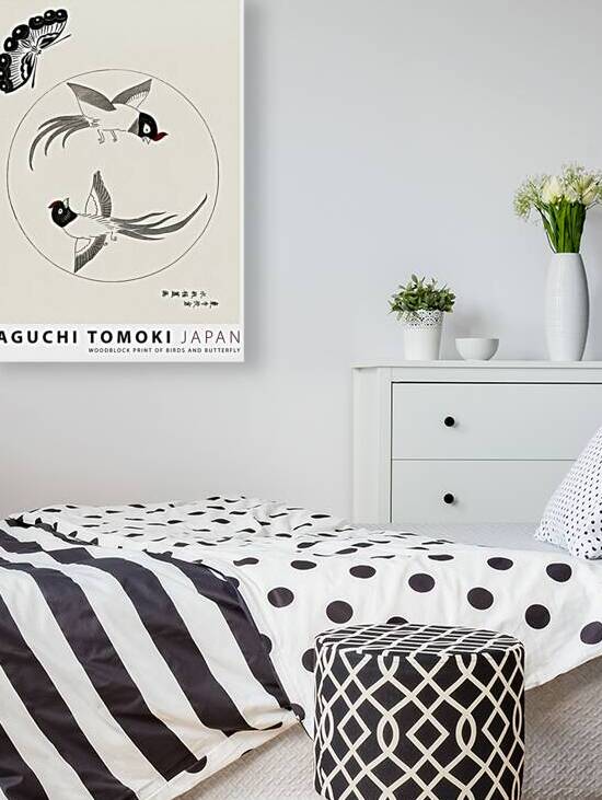 Tomoki - Woodblockprint of Birds and Butterfly by Oldmasters
